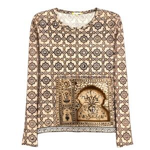 Pashma Boho Artsy Top Womens Small Dark Academia Vintage Mod Whimsical Retro